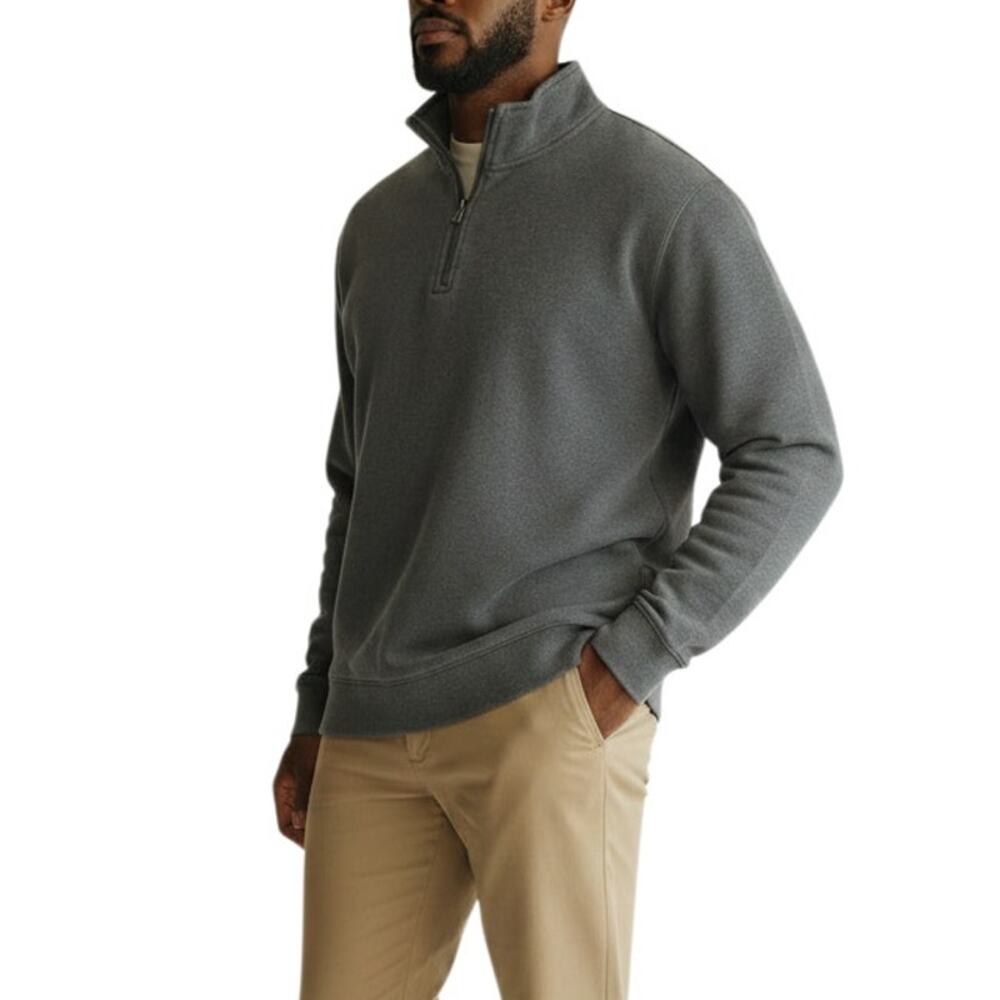 L.L. Bean Heather Gray Quarter Zip Pullover Sweatshirt Men's Large - Picture 16 of 16